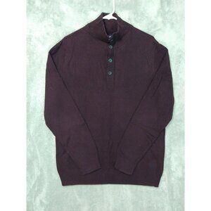 American Eagle Sweater Mens LT Red Henley Classic Fit Long Sleeve Pullover